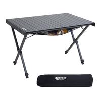 Portal Large Folding Camping Table 108x71cm Height Adjustable Picnic 100KG | Foldable All Aluminum Roll Up Top Collapsible Outdoor Desk Lightweight Garden Table for Caravan BBQ Dining Beach