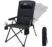 Portal Luxury Camping Chair Recliner for Adults Folding Garden Chair Deck Heavy Duty High Back with Adjustable Pillow Oversized Load 160KG Comfy Padded Deluxe Collapsible Seat for Dining Caravan