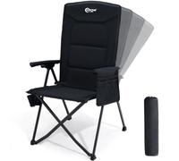 Portal Reclining Folding Camping Chair for Adults 4-Position High Back | Deck Chair Loads 160KG Luxury Padded Seat Compact Carry Bag Comfy Wide for Patio Picnic Garden Outdoor Beach Cup Holder Black