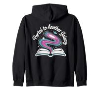Portal to Another Galaxy Open Book Swirling Cosmos Tales Zip Hoodie