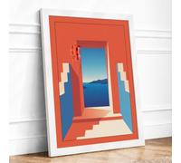 Portal to Serenity Minimalist Framed Wall Art Print A2 (59.4×42cm) White, Wall Decor for Living Room, Bedroom, Office & Home, Ready to Hang, Art Gift