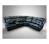 portales faux leather recliner corner sofa in black