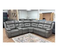 portales faux leather recliner corner sofa in grey