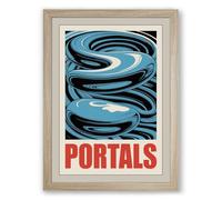 Portals Geometric Framed Wall Art Print A3 (42×29.7cm) Oak, Wall Decor for Living Room, Bedroom, Office & Home, Ready to Hang, Art Gift