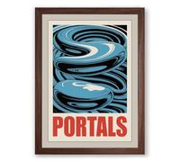 Portals Geometric Framed Wall Art Print A3 (42×29.7cm) Walnut, Wall Decor for Living Room, Bedroom, Office & Home, Ready to Hang, Art Gift