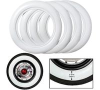 PORTAWALL 14" White Wall Tyre Inserts - Set of 4 | Universal Rubber Sidewall Rings for 14" Rims | Car Exterior Accessory (White 6.5cm)