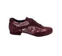 Portdance PD09 Women's Trainer Shoes - Upper Material: Leather Bordeaux/White - Heel: 1.5 cm Micro Heel - Made in Portugal, Bordeaux White, 8 UK