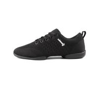 Portdance Unisex Dance Trainers Groovies 01 Black - Mesh Black - Split Sole - Removable Insole, black, 9 UK