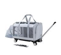 Porte-Chats pour Deux Chats Ensemble Sac à Dos de Transport pour Chiens à roulettes Extensible Sac de Transport pour Chat avec poignée télescopique, Rangement (Color : Light Gray)