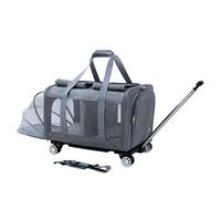Porte-Chats pour Deux Chats Ensemble Sac à Dos de Transport pour Chiens à roulettes Extensible Sac de Transport pour Chat avec poignée télescopique, Rangement (Color : Gray)