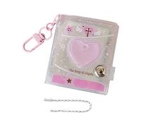 Porte-Clés Album Photo Cœur Livret de Collection with 24 Transparent Pochettes Médaillon pour Photos 5 x 5 cm for École, Voyage, , Souvenir, Collège, Étudiant, Création Personnelle