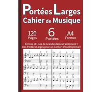 Portées Larges pour Musiciens - Cahier de Musique Double Page Grand Format (A4): Cahier de Musique avec Portée Double et Individuelle - Idéal pour ... (Rouge) (Clé et Portée : Cahiers de Musique)