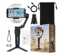 PORTENTUM 7 Pro Gimbal Stabilizer for Smartphones with independent AI tracking module - phone gimbal 3-axis stabilization foldable with tripod - optional app - iPhone and Android - vlog YouTube TikTok