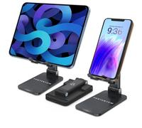 PORTENTUM Adjustable Mobile Phone Stand, Universal Foldable Phone Holder, Multi-Angle Adjustable Desk Phone Holder, Compatible with Mobile Phones up to 32.9 cm (12.9 Inches), Black