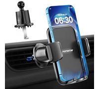 PORTENTUM Car phone holder air vent with hook - New 2026 version - Triple lock system - 360° Adjustable rotation - Compatible with any phone 4-7.5"