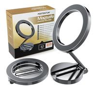 PORTENTUM Car Phone Holder Magsafe Foldable - With 20X N52 Magnetic Lock and 360° Rotation - For Dashboard Office or Other Surfaces - Dark Grey