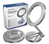 PORTENTUM Car Phone Holder Magsafe Foldable - With 20X N52 Magnetic Lock and 360° Rotation - For Dashboard Office or Other Surfaces - Silver