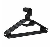 PORTENTUM Pack of 10 Plastic Hangers for all types of Clothes - 100% recycled plastic - 360º Swivel Hook - Space Saving - Accessory Holder - Hooks for dresses and blouses - Black - Made in Spain