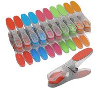 PORTENTUM Clothes Pegs with Non-Slip Silicone, Pack of 20, Multicolour. No Marks Left, for Delicate Garments, Weather-Resistant, Long Lifespan, Multipurpose, Eco-Friendly, Size 2.76x1.1x0.67 inches
