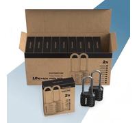 PORTENTUM Combination Padlock Long Shackle 4 Digit - Box of 20 Locks in 10 Packs of 2 - Padlocks with Code for Gym lockers cabinets and Sheds - Outdoor Padlock Weatherproof with Steel Shackle