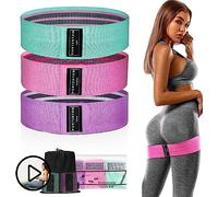 PORTENTUM Elastic Resistance Bands for Strength Training, Set of 3 Non-Slip Fabric Fitness Bands. 3 Resistance Levels for Crossfit, Yoga, Glutes, and Other Sports, with Storage Bag.