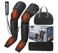 PORTENTUM Leg Massagers for Pain and Circulation with Adjustable Heat - 5 Compression Levels - Remote Control with LED Display - Relieves Tired Legs - Foot Massager - Travel Bag Included