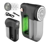 PORTENTUM Lint Remover - Electric Fabric Shaver with LED Light - LED Display, 3 Speeds up to 9,000 RPM, 6-Blade Head, Large Container, USB-C Rechargeable, 15W for Garments & Home Fabrics