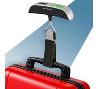 PORTENTUM Luggage scale digital with LCD display - Up to 110 lb - Automatic weight lock - Accurate suitcase weight for travel essentials - Suitcase weighing scales portable with temperature indicator