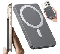 PORTENTUM MagSafe power bank fast charging 10000 mAh ultra-slim 14 mm - Portable charger magnetic 22.5 W PD & QC - Qi 15 W wireless - Battery pack USB-C + USB-A for iPhone Samsung Smartphones Tablets