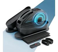 PORTENTUM Mini under desk elliptical with mat and straps - New 2026 more compact - Pedal exerciser for seniors automatic and manual 12 speeds - Lightweight trainer with quiet motor