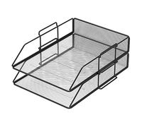 Detectalia Pack of 2 Mesh Document Trays A4 Size Black. Stackable trays, Desk Organizer, Desk Drawers, Office Files, Desk Accessories, Magazine Holder, Document Sorter