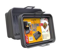 PORTENTUM Rectangular Silicone Air Fryer Liners - Set of 2 Reusable Foldable Trays - LFGB and BPA-Free - for Ninja AF300UK AF451UK AF400UK SL400UK 9.5L Tower 9L EMtronics for All 8.5-9.5 L Foodi Max