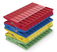 PORTENTUM Recycled Plastic Clothes Pegs, Pack of 40, Multicolour. Eco-friendly & Sustainable, Weather-resistant, Long Lifespan, Multipurpose, No Marks Left, For Clotheslines, Size 2.95x0.4x0.8 inches