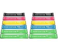 PORTENTUM Resistance Bands [Set of 6] Skin-Friendly Resistance Fitness Exercise Loop Bands with 5 Different Resistance Levels - Carrying Case Included - Ideal for Gym, Home, Yoga, Training (Pack of 2)