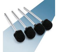 PORTENTUM Toilet brush 4 pack with stainless steel handle 35.5 cm - Cleaning brush with replaceable 8 cm diameter head - Toilet cleaner brush with soft bristles - Bathroom accessories