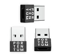 PORTENTUM USB c to USB Adaptor - 3 Units - 480 MB Speed - Premium Zinc Allow with High Heat Resistance - USB to USB C adapter - Black