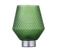 Porter - Battery Operated Chrome Lamp with Green Textured Glass First Choice Lighting Silver One Size