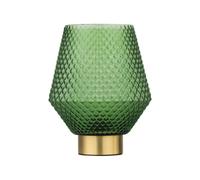 Porter - Battery Operated Satin Brass Lamp with Green Textured Glass