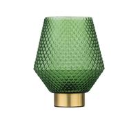 Porter - Battery Operated Satin Brass Lamp with Green Textured Glass First Choice Lighting Gold One Size