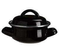 Porter Mini Casserole Dish with Lid, Wide Handles, Enamel, 0.4 litres - Black