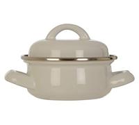 Porter Mini Casserole Dish with Lid, Wide Handles, Enamel, 0.4 litres - White