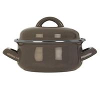 Porter Mini Casserole Dish with Lid, Wide Handles, Enamel, 0.5 litres - Grey