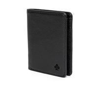 PORTER RILEY - Genuine Leather Men’s Billfold Wallet (RFID Blocking with 5 Credit Card Slots) Microfibre Lined Cash Compartment (Bifold) (Pure Black)