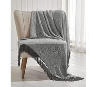 Portfolio Ascot Chevron Charcoal 100% Cotton Chair Sofa Couch Bed 180x250cm