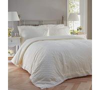 Portfolio Balmoral Broderie Anglaise Cream Quilted Bed Throwover Set Bedspread Set