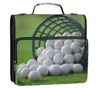 Portfolio & Case 3 Ring Binders, Zipper Shoulder Padfolios Bag Organizer 500 Sheets for Office Print White Golf Balls in The Basket On Golf Course