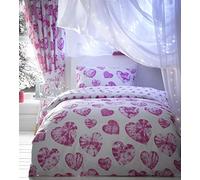 Portfolio Children's Double Duvet Cover Girl's Bed Set Tie-Dye Hearts Pink