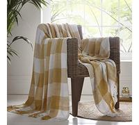 Portfolio Epsom Throw Throwover Blanket for Bed Chair Sofa, Cotton, Ochre, 228 x 250cm