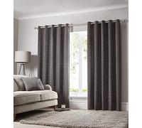 Portfolio Eyelet Fully Lined Ring Top Curtains, Charcoal, W:66" x L:72"