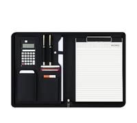 Portfolio Folder A4 Conference Padfolio Portfolio Folder Leather Contract File Folders for Document Man Executive Briefcase Zippered(Bronze-A)